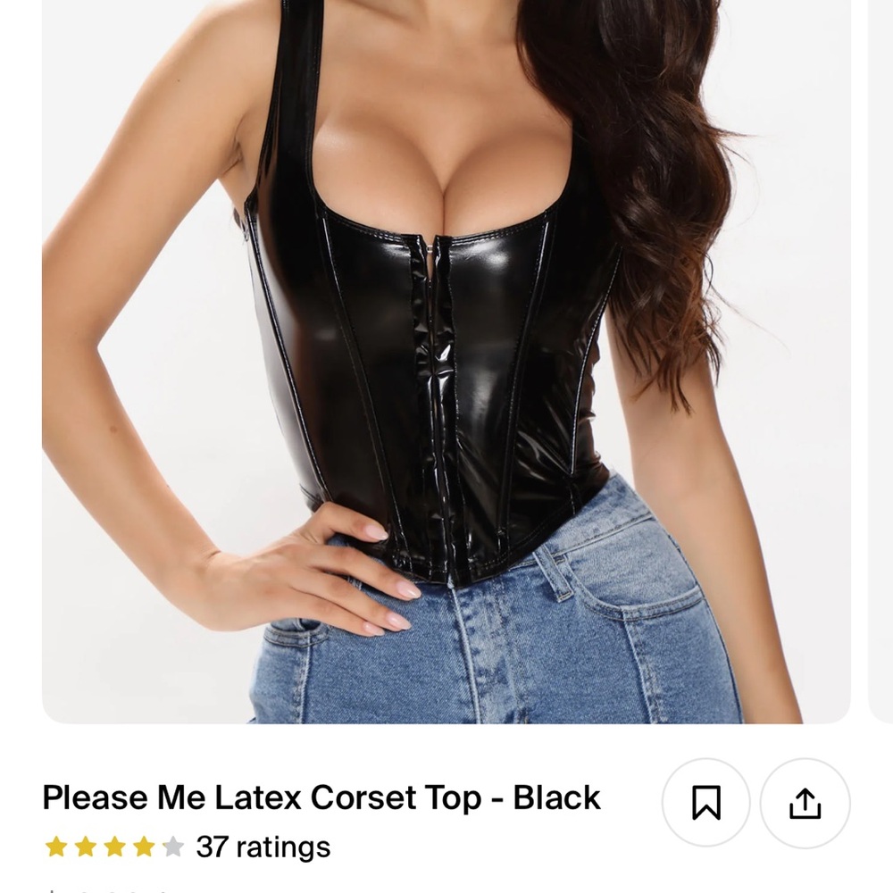 Fashion Nova Shiny Black Latex Crop Top
